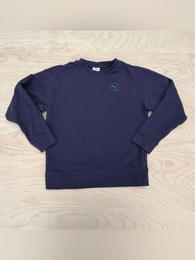 Puma Essentials Elevated Comfort Crew Neck Sweatshirt Athletic Casual Blue XS